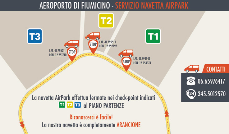 mappa aeroporto navetta airpark